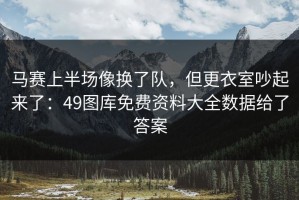 马赛上半场像换了队，但更衣室吵起来了：49图库免费资料大全数据给了答案