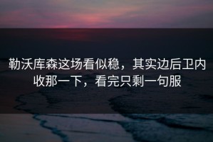 勒沃库森这场看似稳，其实边后卫内收那一下，看完只剩一句服
