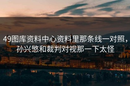 49图库资料中心资料里那条线一对照，孙兴慜和裁判对视那一下太怪