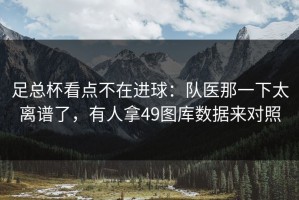 足总杯看点不在进球：队医那一下太离谱了，有人拿49图库数据来对照